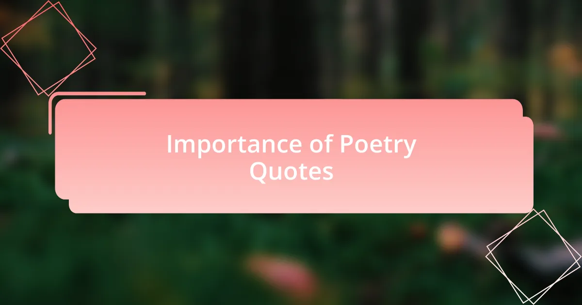 Importance of Poetry Quotes