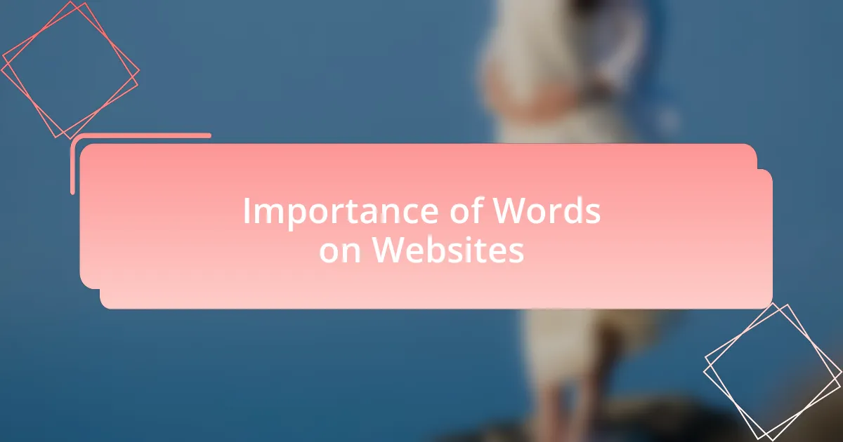 Importance of Words on Websites