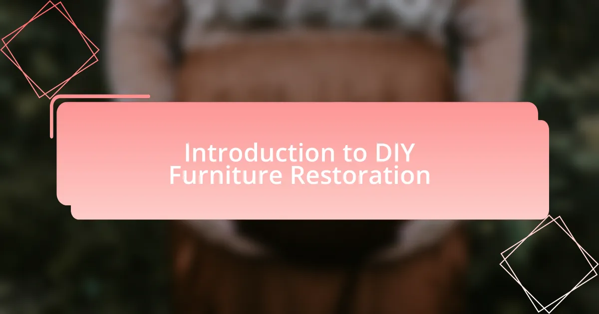 Introduction to DIY Furniture Restoration